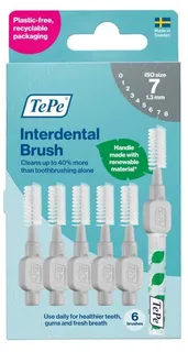 Escova interdental TePe cinzenta 1,3 mm, embalagem com 6 unidades