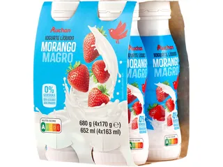 Iogurte Auchan líquido magro morango 4 x 170 g