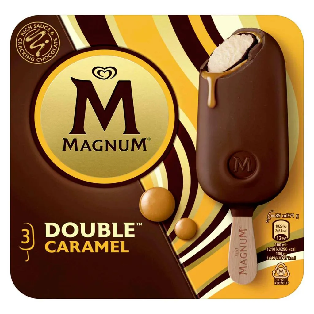 Gelado double caramelo, 3 x 88ml