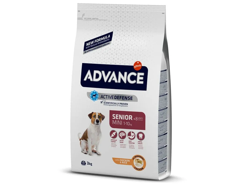 Ração para cão Advance mini sénior com frango 3 kg