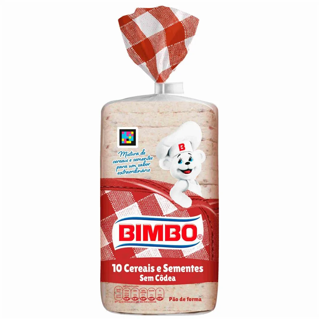 Pão de forma sem côdea 10 cereais, embalagem 650 g