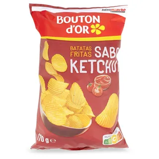 Batatas Fritas Onduladas com Sabor a Ketchup 170g Bouton D'or