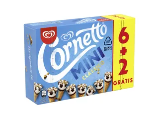 Gelado Cornetto multipack mini clássico 8 x 60 ml