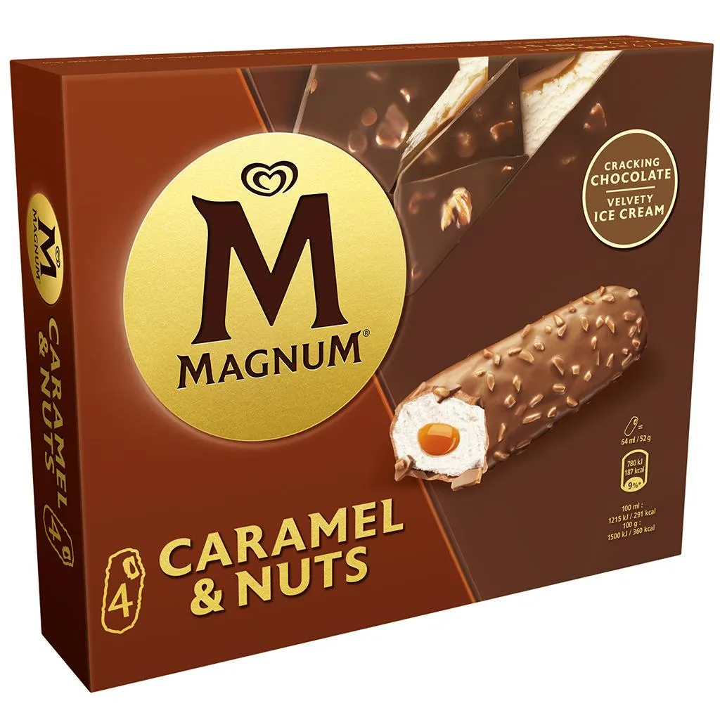 Gelado Caramel & Nuts, 4 x 64ml