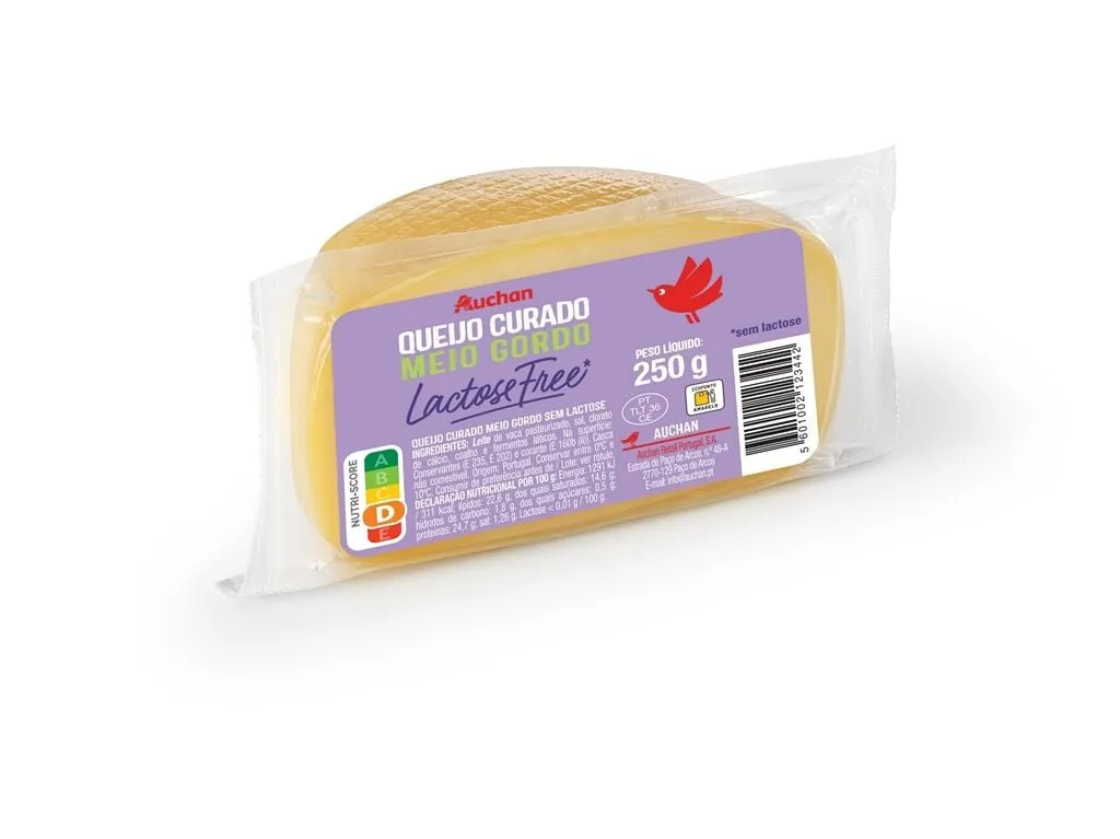 Queijo curado Auchan sem lactose 250 g
