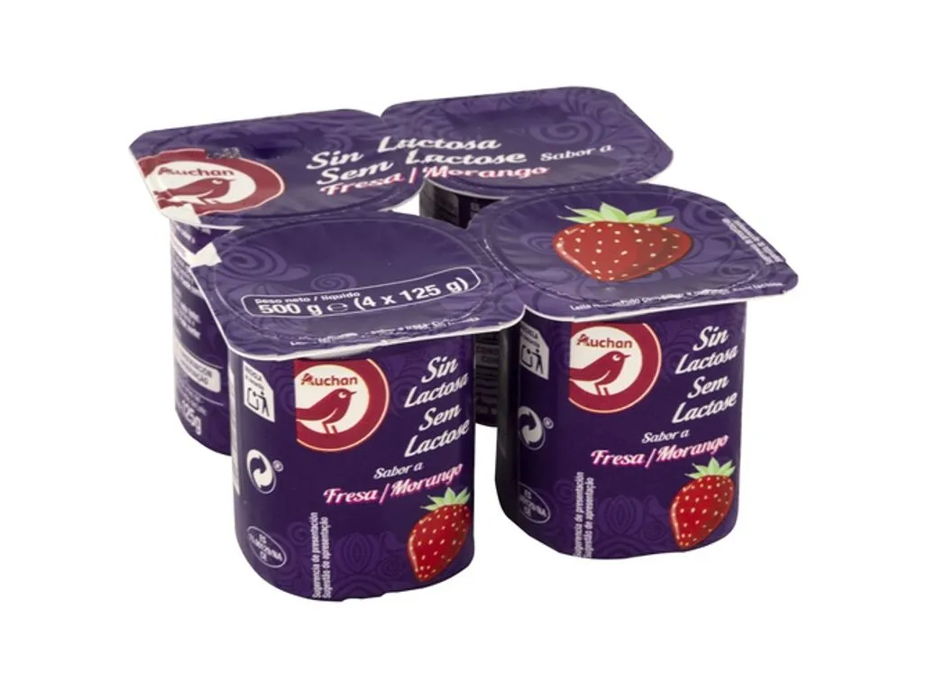 Iogurte sem lactose Auchan morango 4 x 125 g