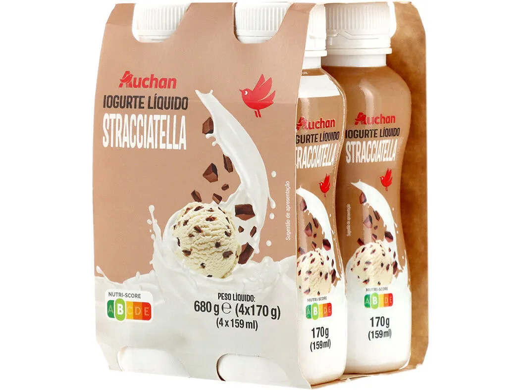 Iogurte liquido Auchan stracciatella 4 x 170 g