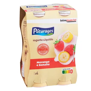 Iogurte Líquido Morango e Banana 4x160g Páturages