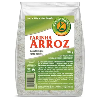 Farinha de arroz integral, embalagem de 500g Cemporcento