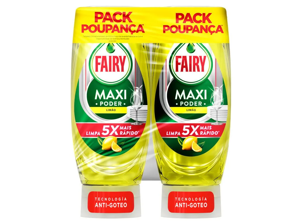Detergente manual Fairy maxi poder limão 2 x 450 ml