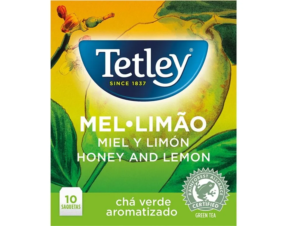 Chá Tetley verde mel limão 10 saquetas