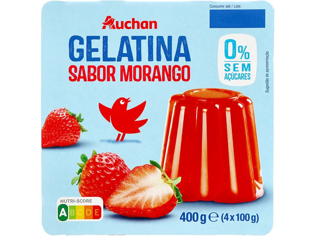 Gelatina Auchan morango 0% de açúcar 4 x 100 g