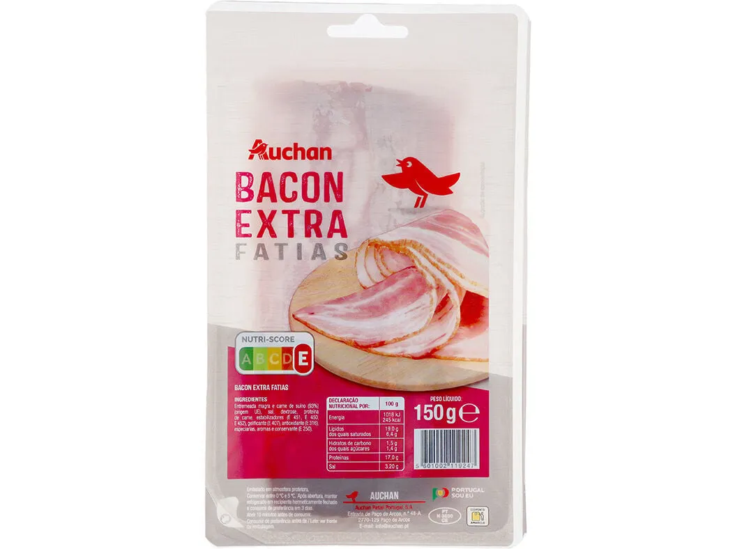 Bacon extra Auchan fatias 150 g