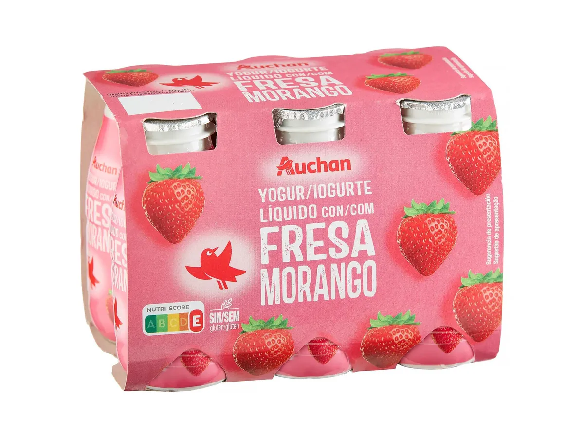 Iogurte Auchan líquido morango 6 x 100 g