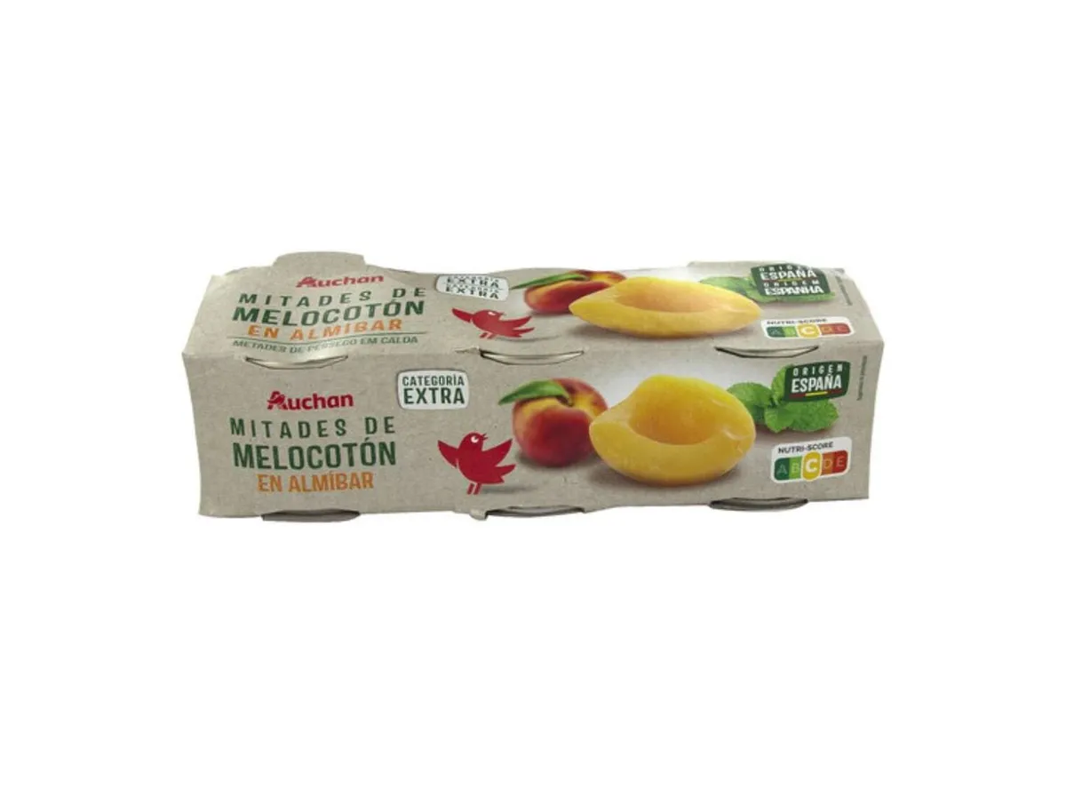 Pêssego Auchan metades em calda 3 x 200(115 g)