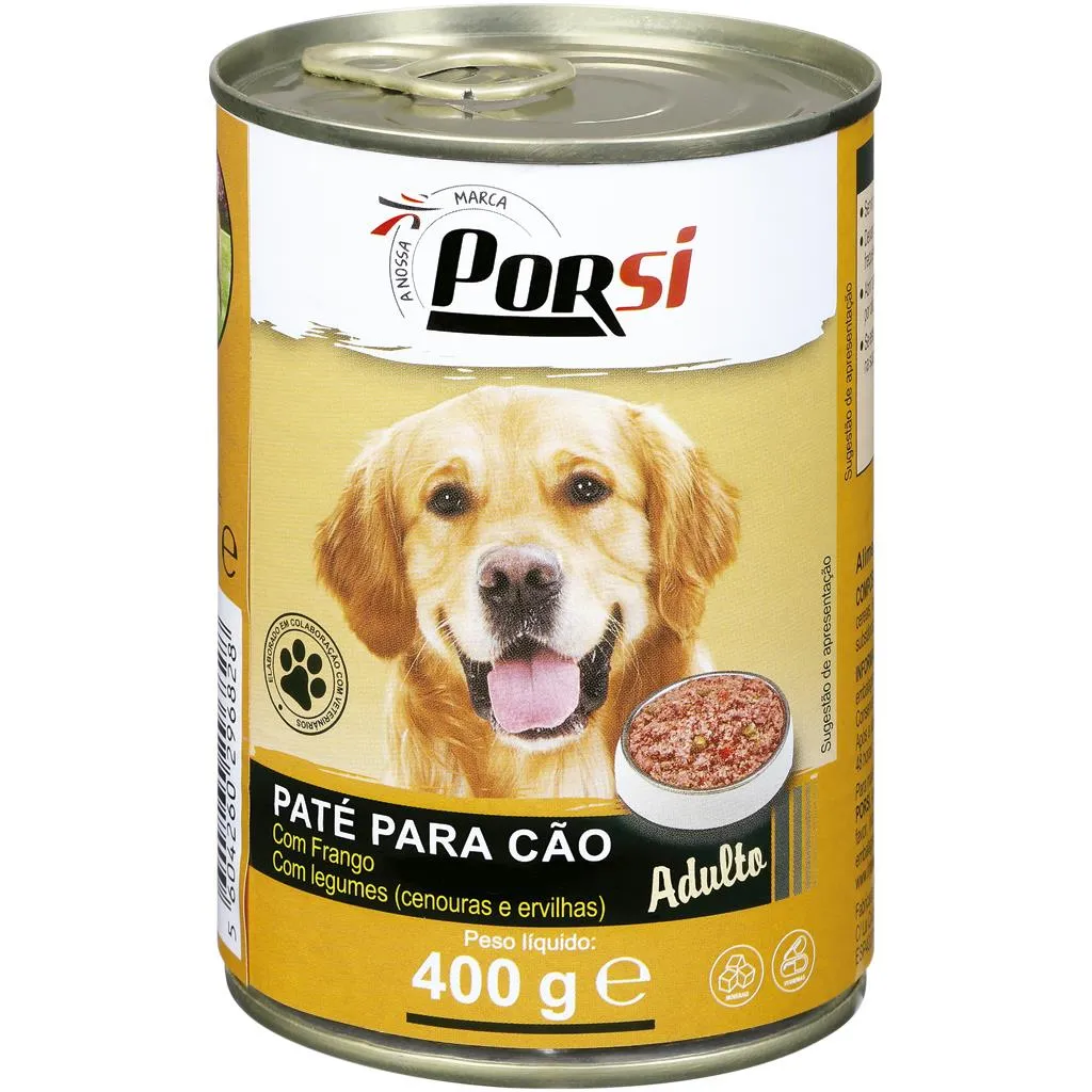 Comida húmida para cão de frango e legumes