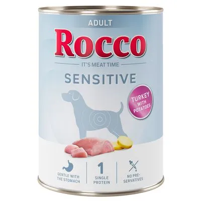 Rocco Sensitive 24 x 400 g - Pack económico Nova receita: Peru e batata - 24 x 400 g