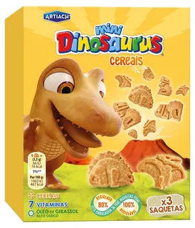 Bolachas Mini com Cereais Dinosaurus Pack 3 Artiach