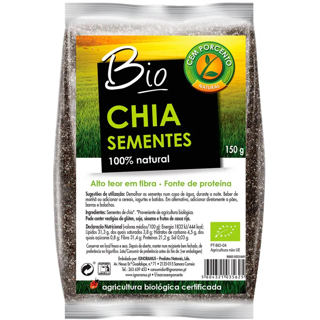 Sementes chia bio, embalagem de 150g