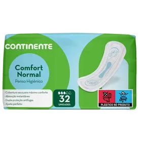 Pensos Higiénicos Comfort Normal sem Abas Continente