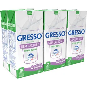 Leite UHT Meio Gordo sem Lactose Gresso