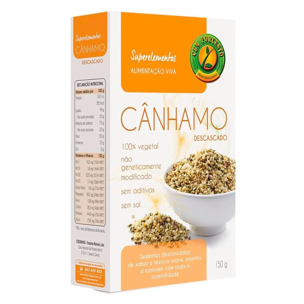 Cânhamo sementes descascadas, embalagem de 150g