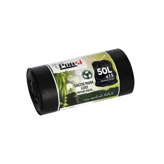 15 Sacos Lixo Fecho Fácil Eco 50l PorSi