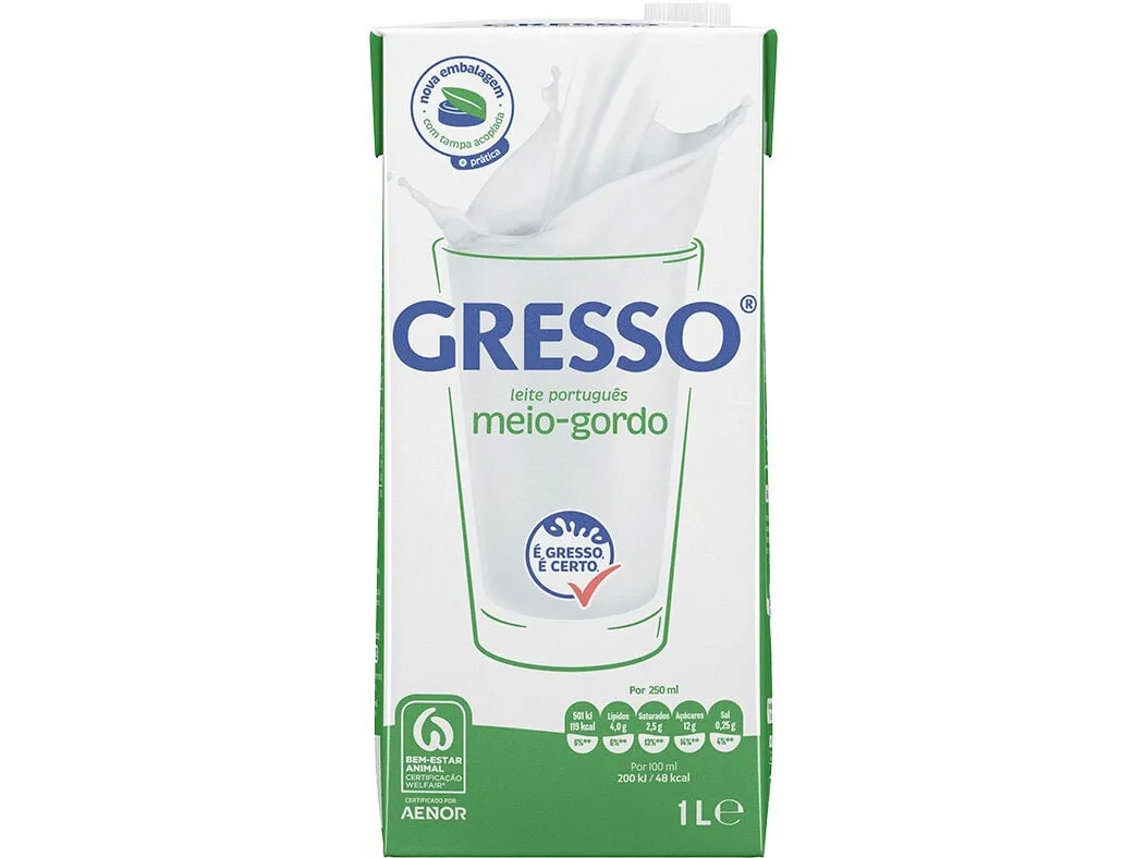 Leite UHT Gresso meio gordo 1 L