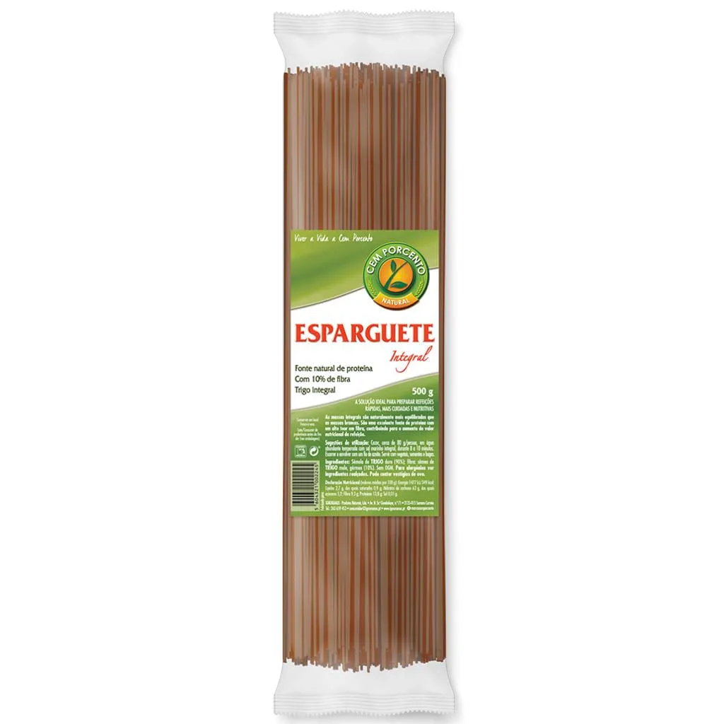 Esparguete integral, embalagem de 500g