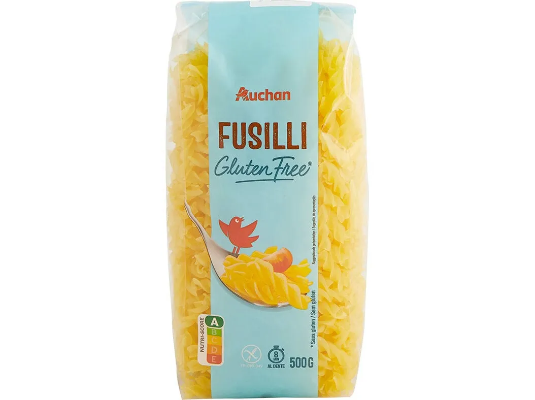 Massa Auchan fusilli sem glúten 500 g