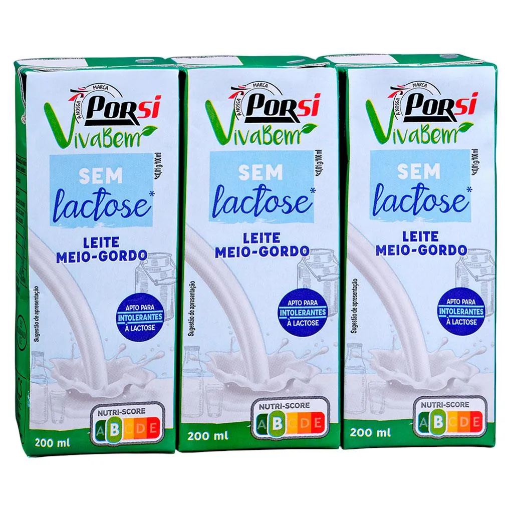 Leite Uht Meio-gordo sem Lactose 3x200ml