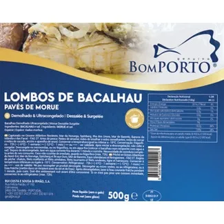 Lombos de Bacalhau embalagem 500 g - Bom Porto