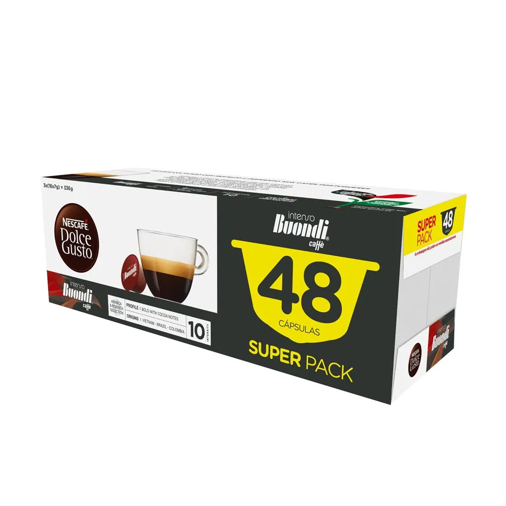 Café cápsulas dolce gusto buondi intenso, 48 unidades