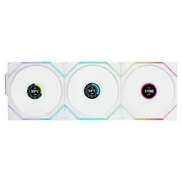 Ventoinha 120mm Lian Li UNI FAN TL120 LCD Wireless RGB Reverse PWM Branca (Pack 3)