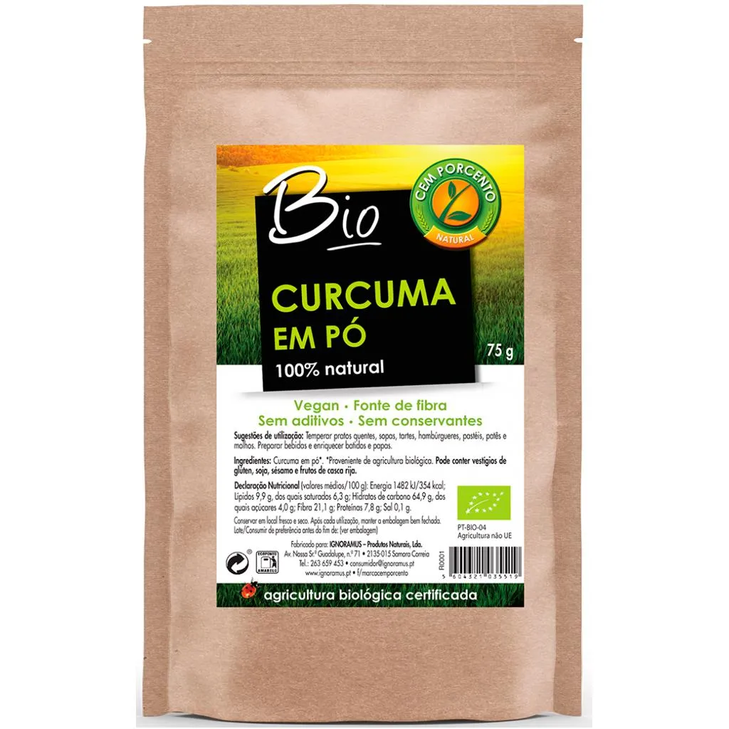 Curcuma em pó bio, embalagem de 75g