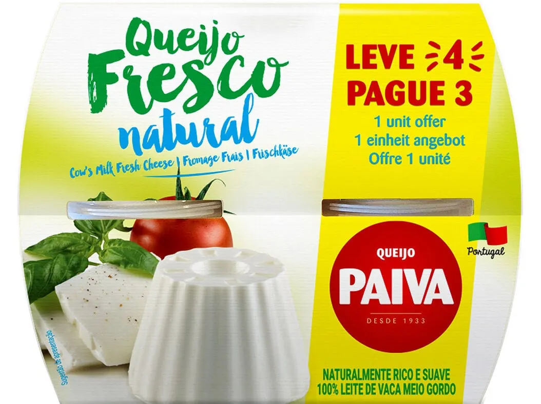 Queijo fresco Paiva leve 4 pague 3 4 x 62,5 g