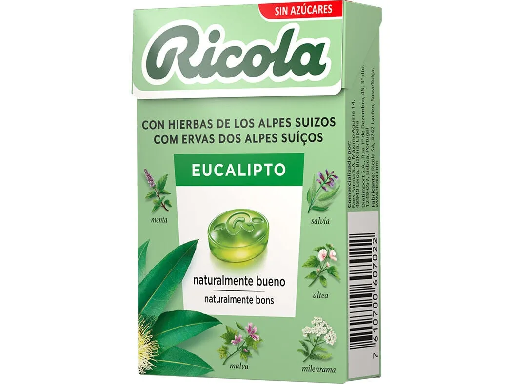 Rebuçados Ricola sem açúcar eucalipto 50 g