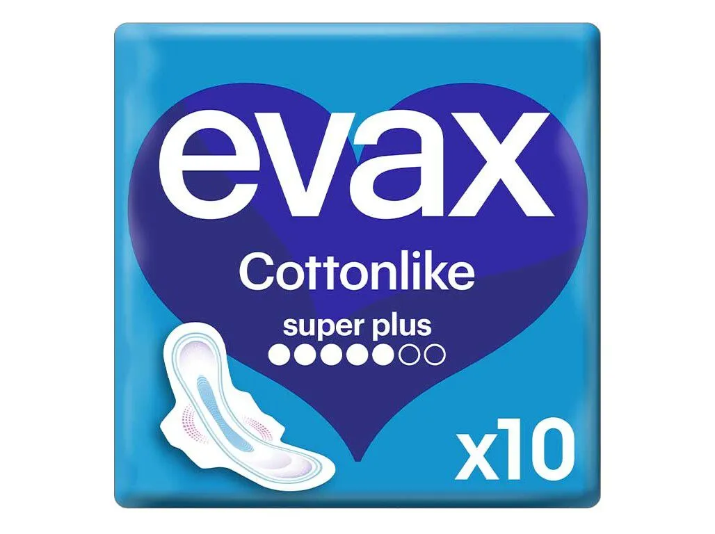 Pensos higiénicos cottonlike super plus com abas EVAX 10 un