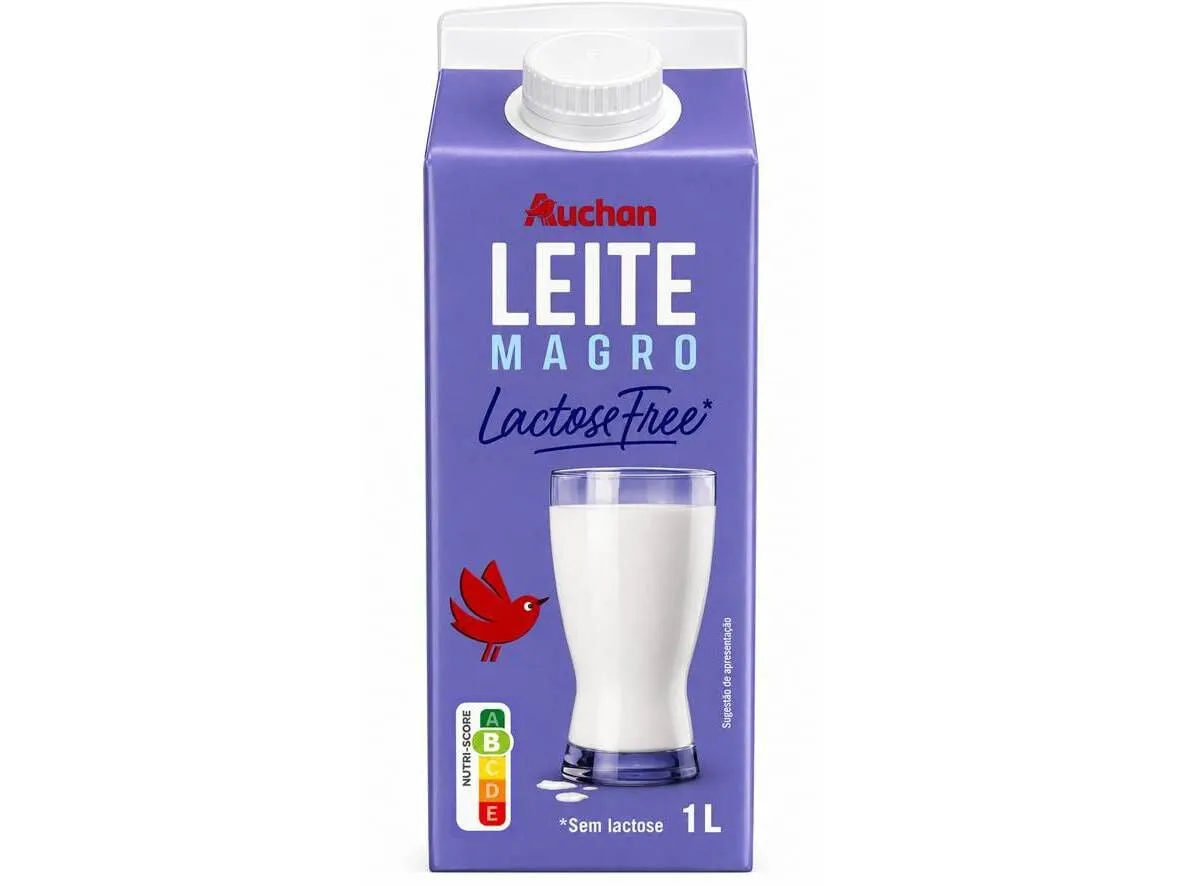 Leite UHT sem lactose Auchan magro 1 L