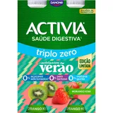 Iogurte activia líquido 0% morango/kiwi, embalagem de 4 x 155 g