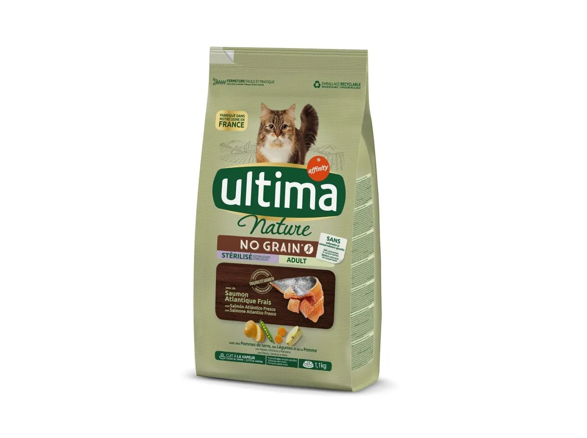 Ração gato Ultima Nature no grain salmão 1,10 kg