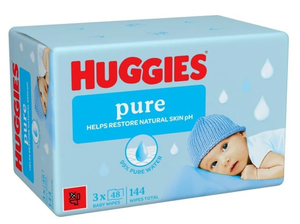 Toalhitas Huggies pure (3 x 48) 144un