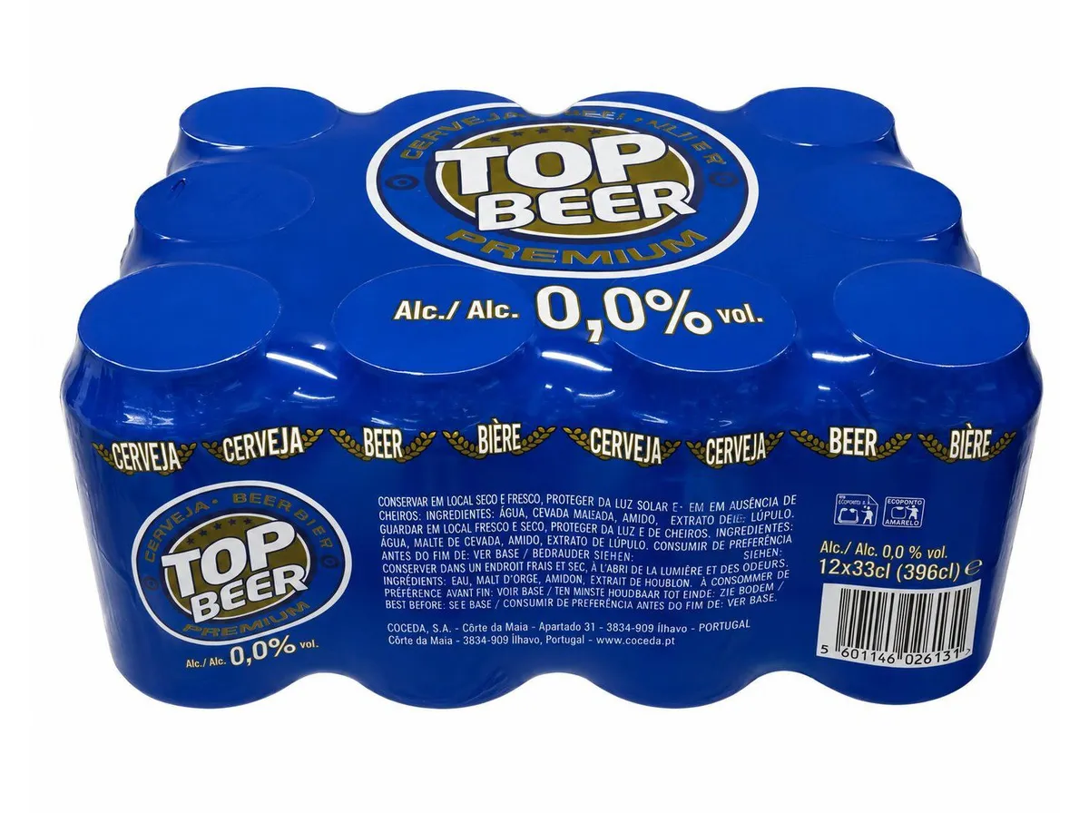 Cerveja sem álcool TOP BEER lata 12 x 0,33 L