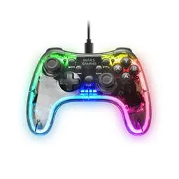 Gamepad Mars Gaming MGP-C Neon RGB Dual Haptic PC/PS3/Mac/Switch/Raspberry Pi Transparente