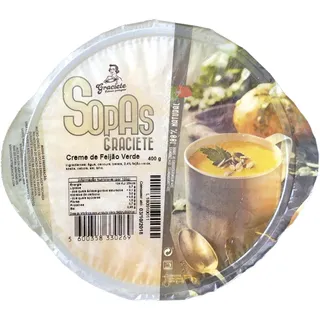 Creme de Feijão Verde, garrafa de 400 ml Sopas Graciete