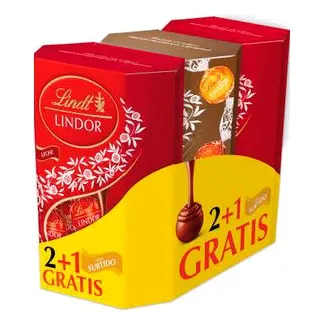 Bombons Lindor Pack 2 + 1 unidade embalagem 411 g
