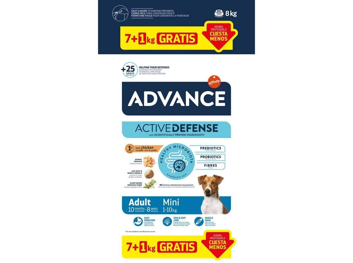 Ração para cão Advance mini adulto frango 7+1 kg