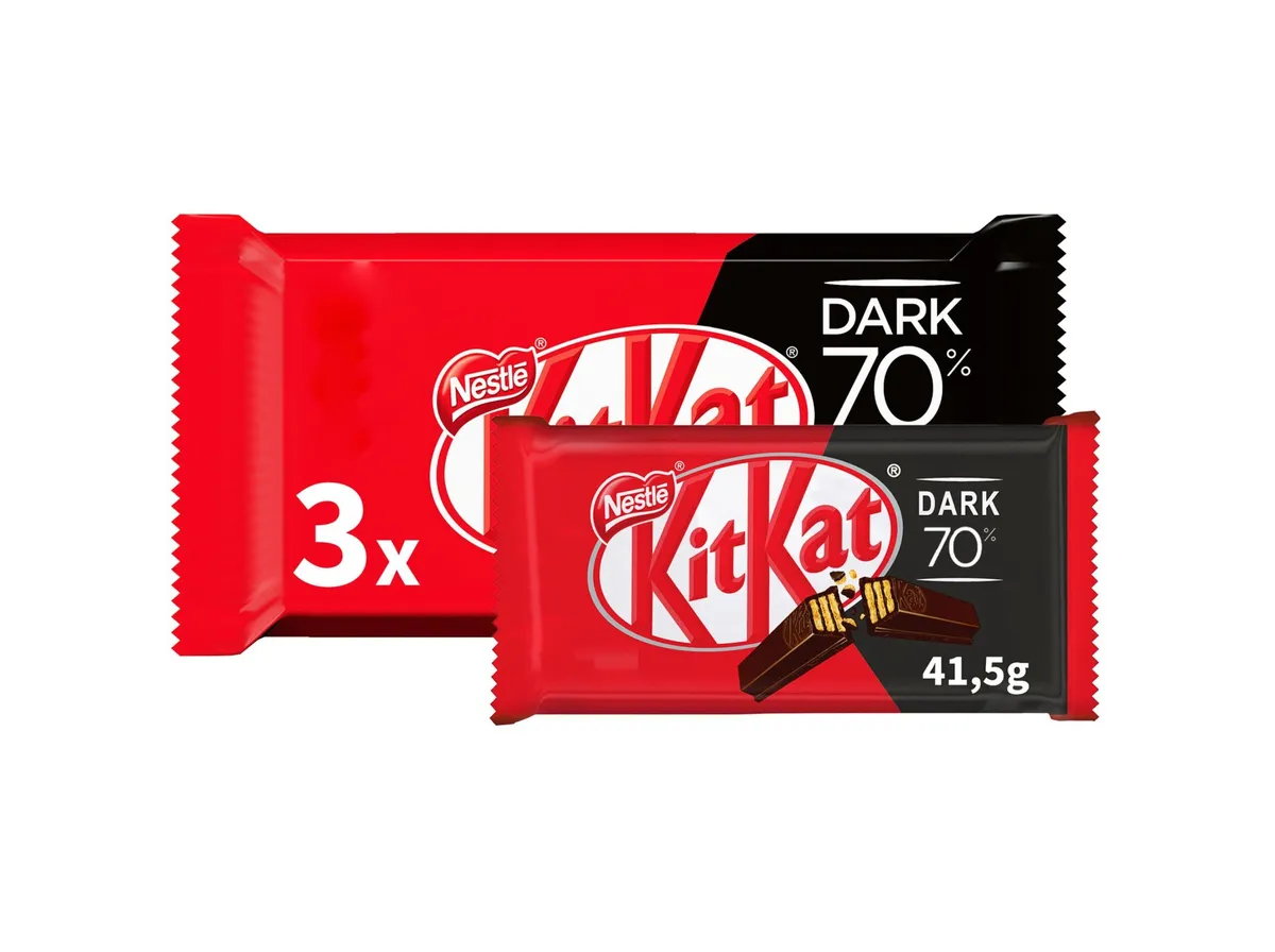 Snack chocolate negro KIT KAT 70% cacau 3 x 41,5 g
