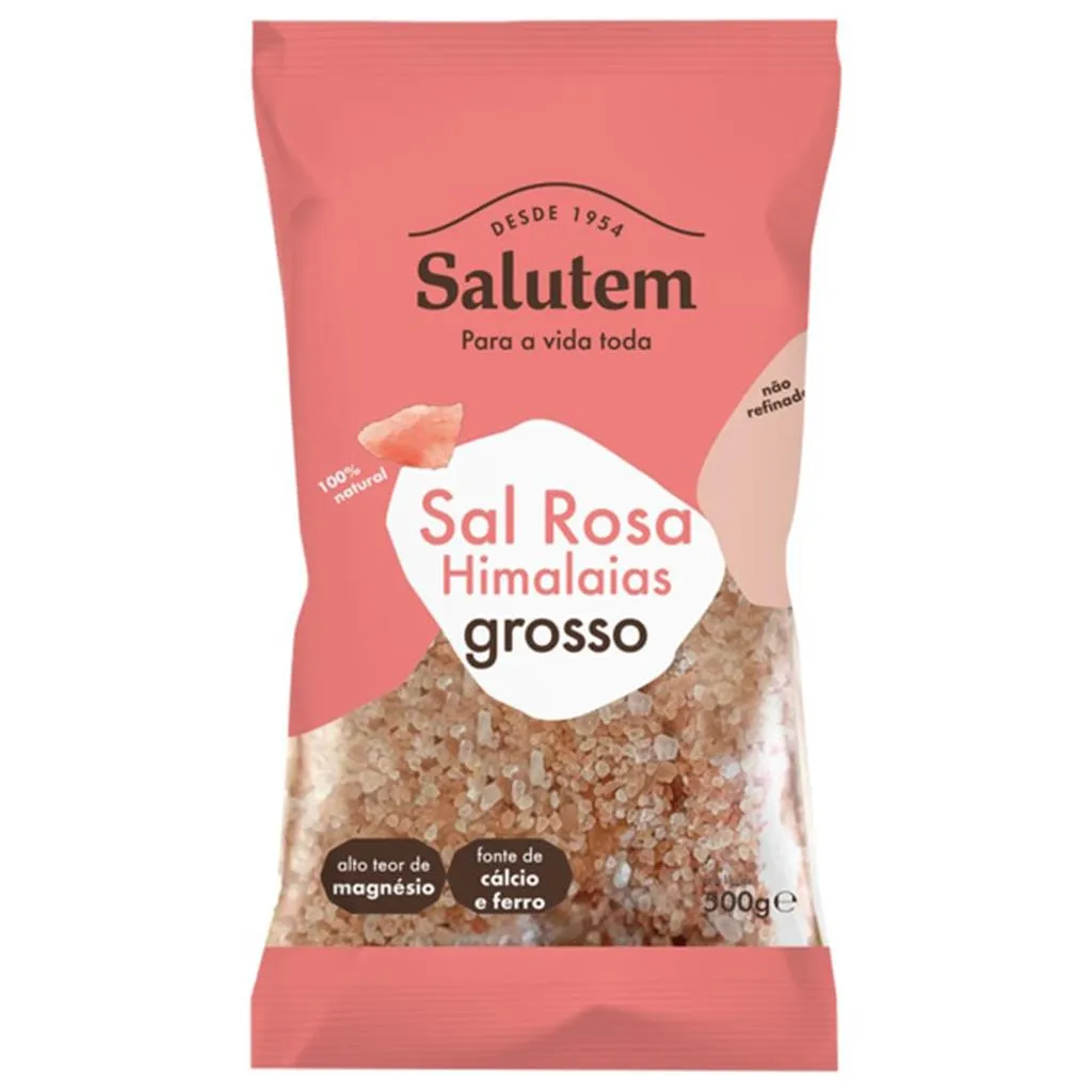 Sal rosa dos himalaias grosso, embalagem de 500g