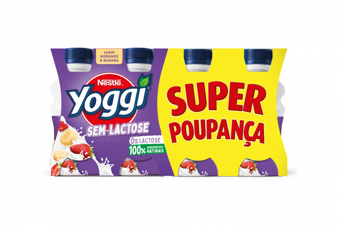 Iogurte Líquido sem Lactose Morango e Banana Pack 8